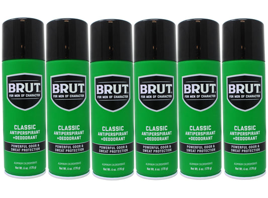 Brut Deodorant 6oz Aerosol Classic Scent(Anti-Perspirant) (6 Pack) Beauty and Personal Care Brut