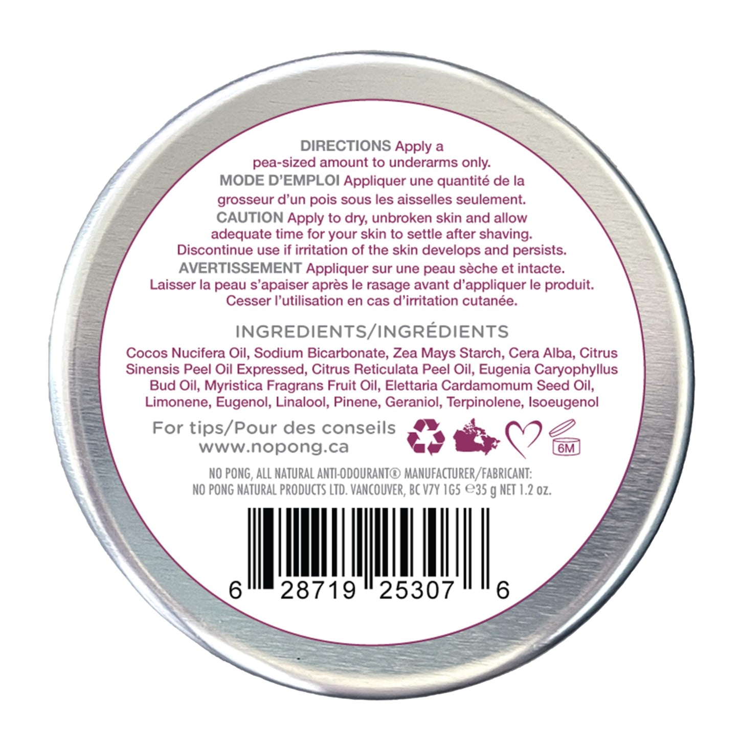 No Pong Spicy Chai Natural Deodorant Cream 35g, Aluminum-Free Beauty and Personal Care NO PONG
