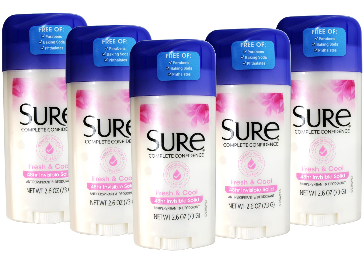 Sure Anti-Perspirant & Deodorant Invisible Solid Fresh & Cool 2.60 oz (Pack of 5) Beauty and Personal Care Sure