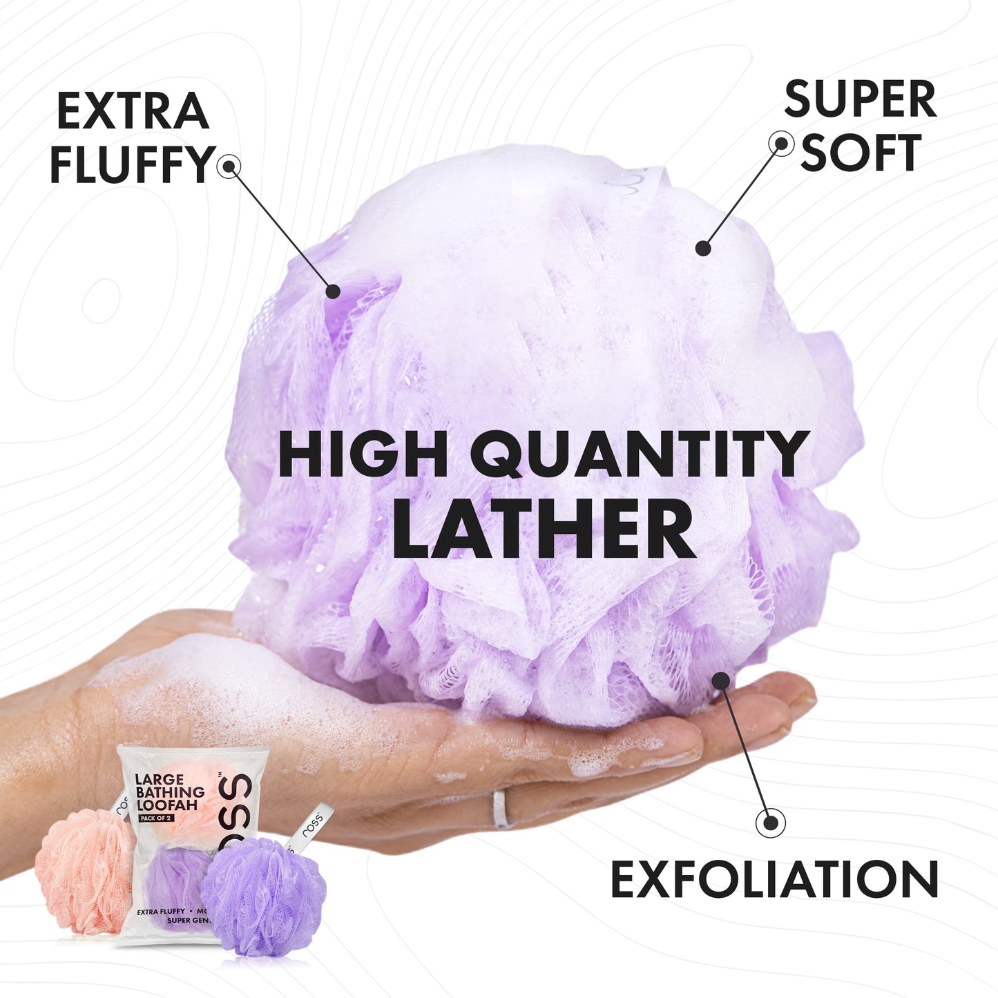 ross Large Bath Loofah Sponge Scrubber Exfoliator for High Lather Cleansing (Peach and Purple) Beauty and Personal Care Ross