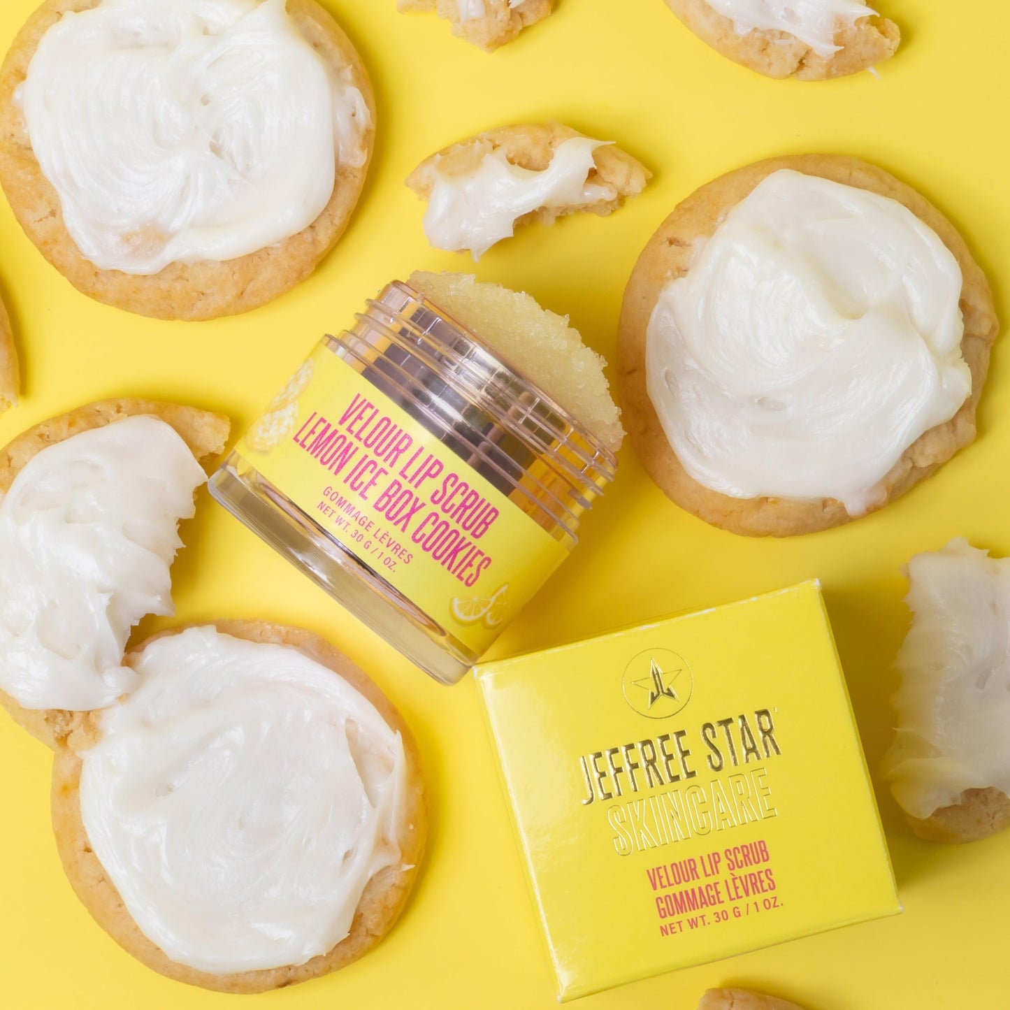 Jeffree Star Cosmetics Velour Lip Scrub, Exfoliating Sugar Lip Treatment, Cruelty-Free & Vegan, 30 G / 1 oz. (Lemon Ice Box Cookies) Beauty & Personal Care Jeffree Star