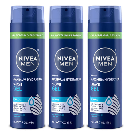 NIVEA MEN Maximum Hydration Shave Gel with Aloe Vera and Provitamin B5, 3 Pack of 7 Oz Cans Beauty & Personal Care NIVEA MEN