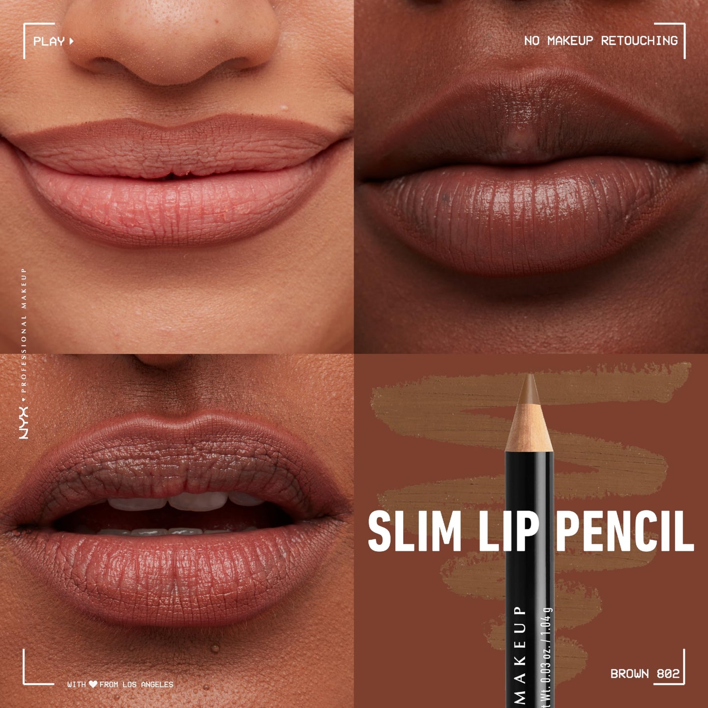 NYX PROFESSIONAL MAKEUP Slim Lip Pencil, Long-Lasting Creamy Lip Liner, Brown, 0.04 oz Beauty & Personal Care NYX PROFESSIONAL MAKEUP