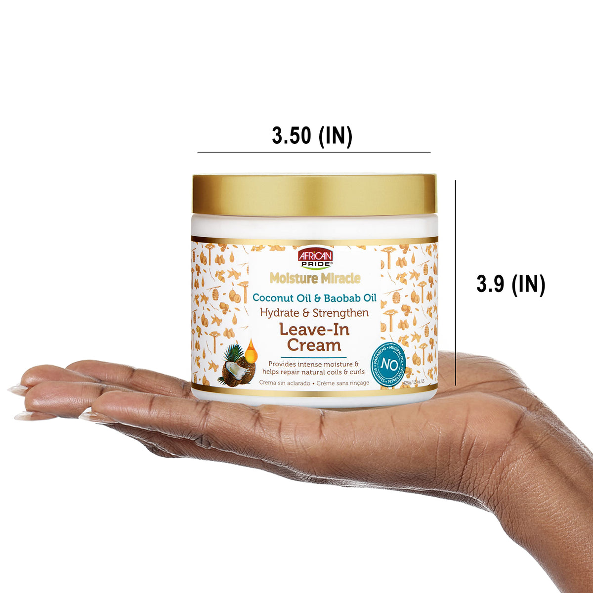African Pride Moisture Miracle Coconut Oil & Baobab Oil Leave-In Cream - Provides Intense Moisture & Helps Repair Natural Coils & Curls, Hydrates &