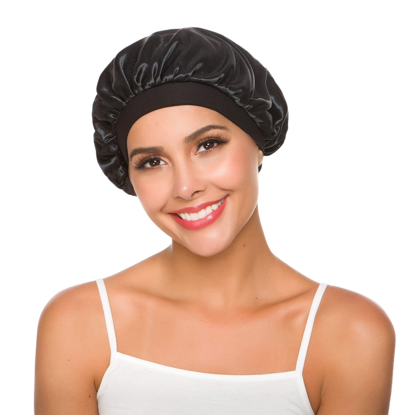 Women's Elastic Wide Band Sleep Night Cap Head Cover Bonnet Hat for For Curly Springy Hair (2Pack) Beauty and Personal Care YLing