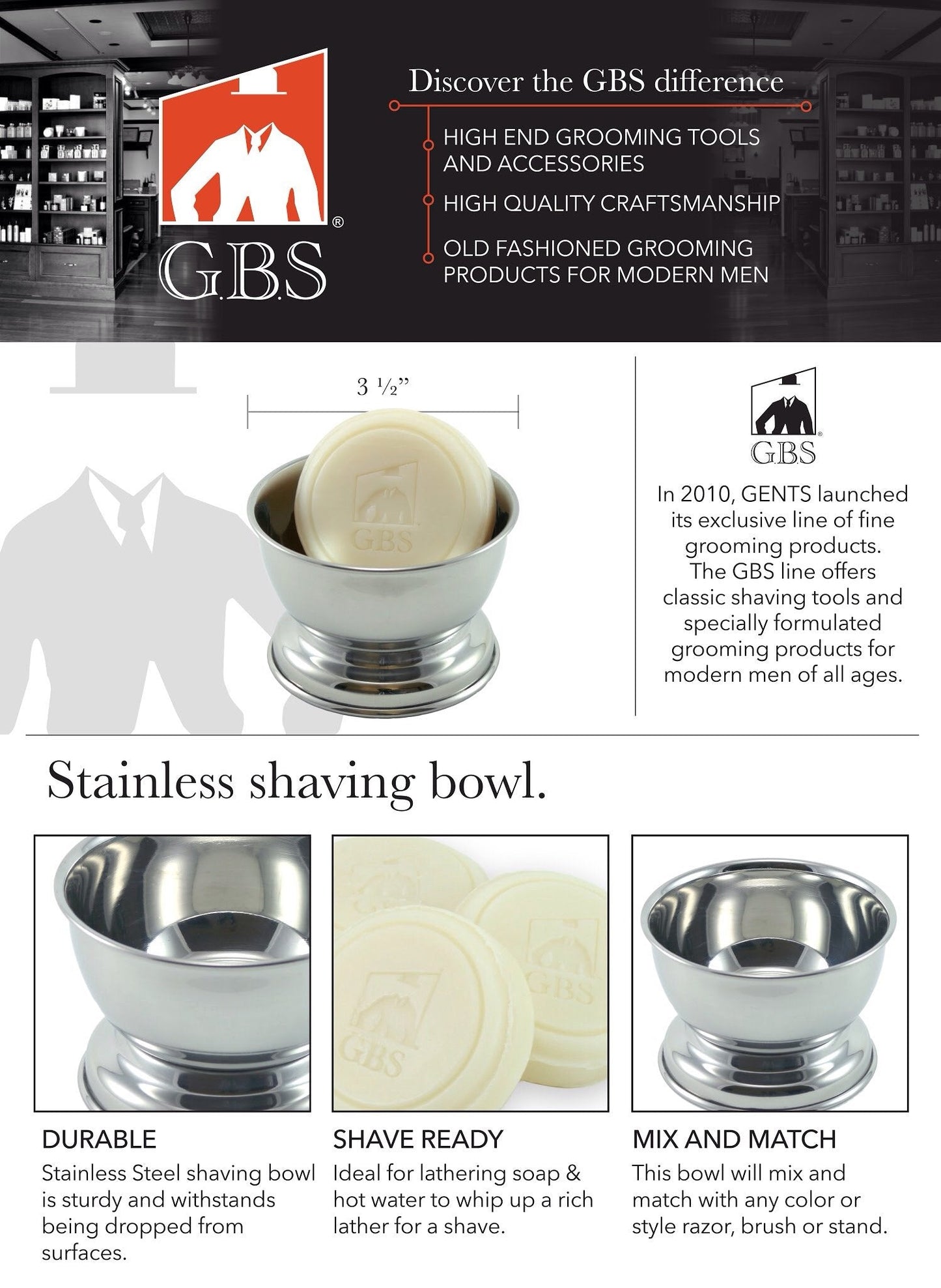 GENTS Ultimate Wet Shaving Kit for Men with 5 Blade Compatible Razor, Badger Brush, Stainless Steel Bowl and Dual Stand, Ivory Beauty and Personal Care G.B.S