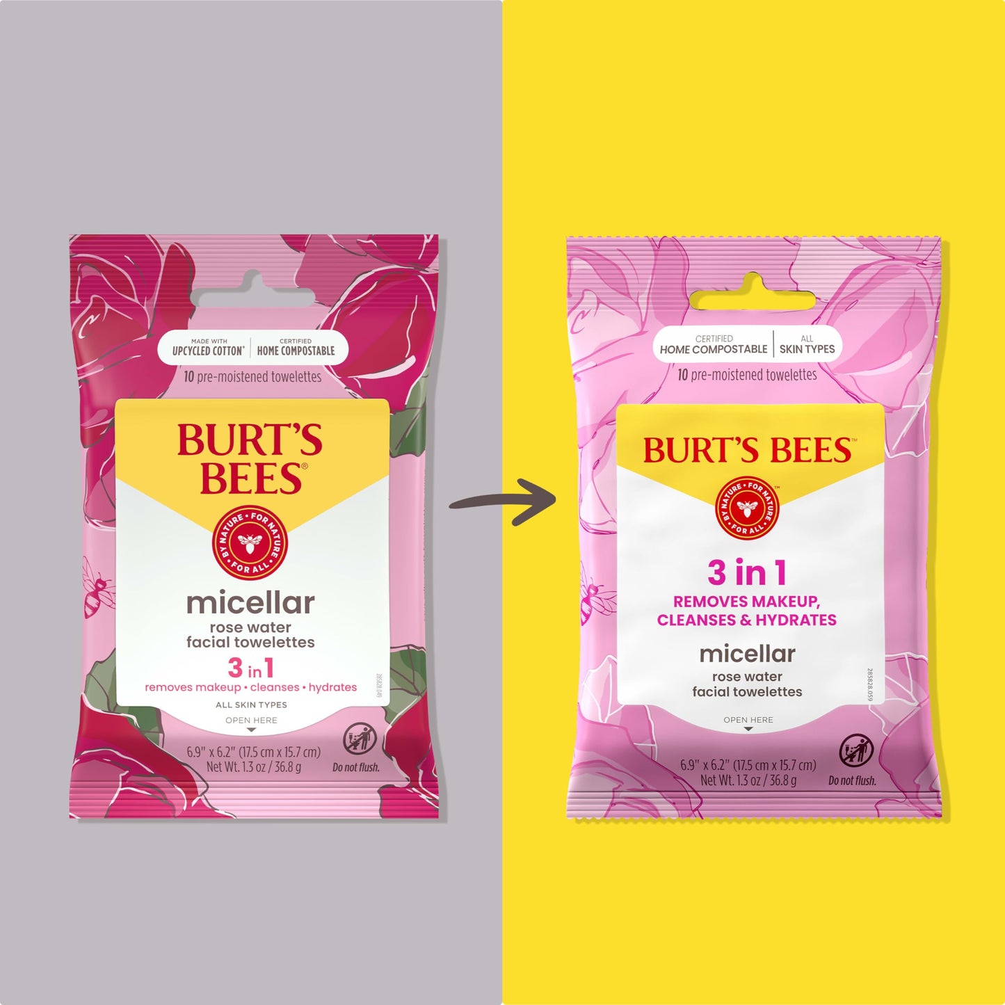 Burt’s Bees Micellar Rose Water Facial Towelettes, 100% Plant Based Cloth; 99% Natural Origin; Remove Makeup, Cleanse, Hydrate; No Greasy, Oily Beauty & Personal Care Burt's Bees