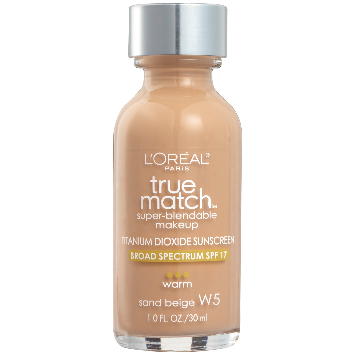 L’Oréal Paris Makeup True Match Super-Blendable Liquid Foundation, Sand Beige W5, 1 Fl Oz,1 Count
