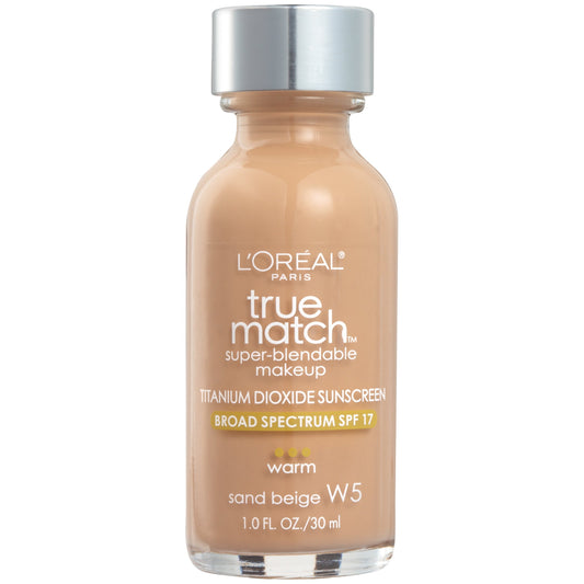 L’Oréal Paris Makeup True Match Super-Blendable Liquid Foundation, Sand Beige W5, 1 Fl Oz,1 Count