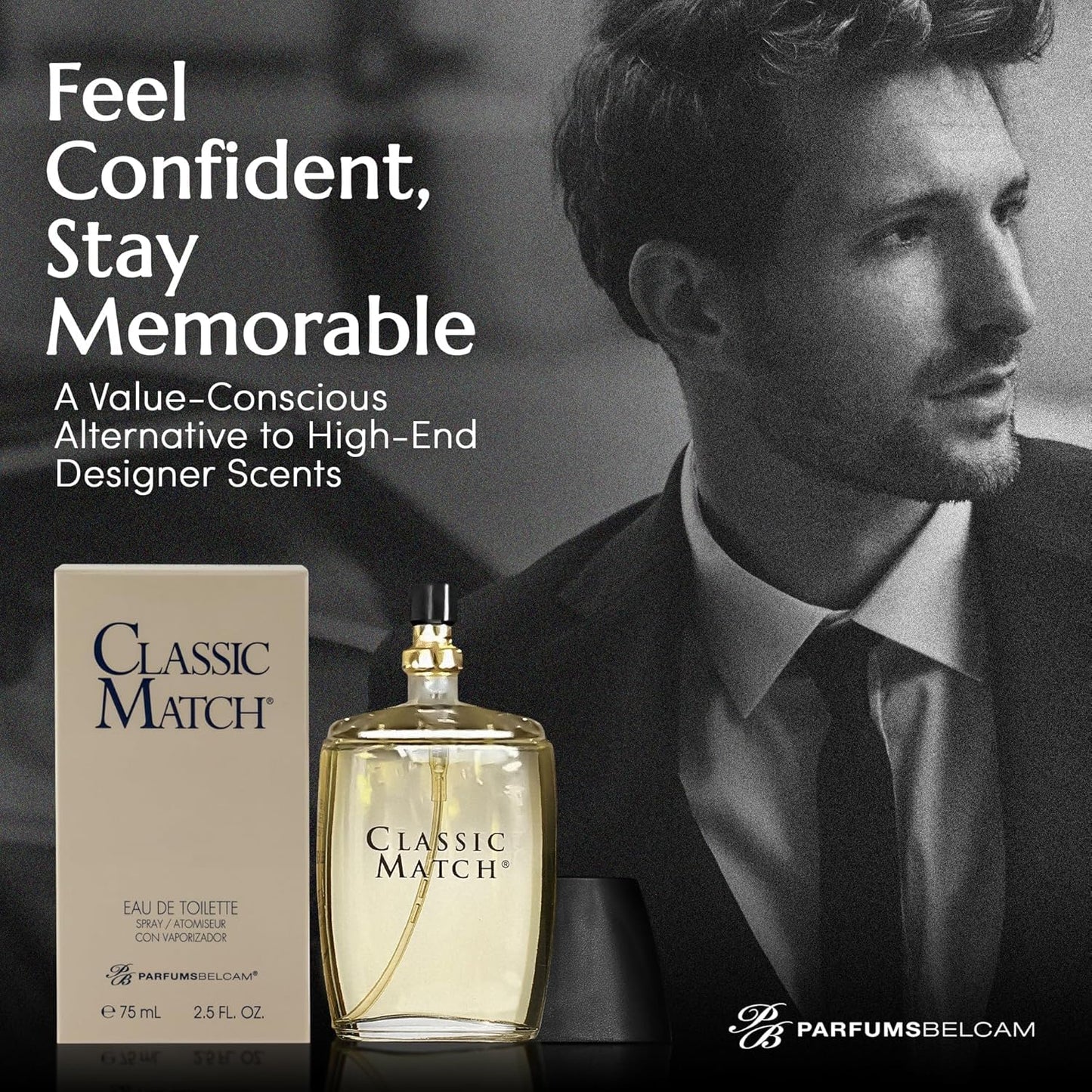 PB ParfumsBelcam Classic Match Eau de Toilette Spray for Men - Warm Oriental Scent with Bergamot, Nutmeg & Musk - Long-Lasting Cologne for Men Beauty & Personal Care PB ParfumsBelcam