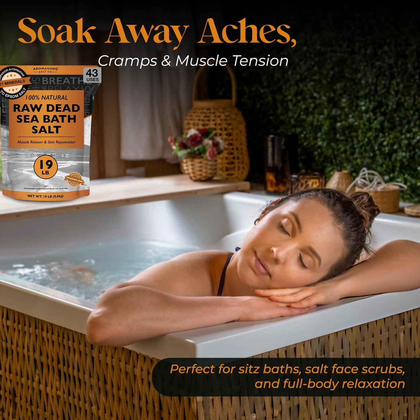 Aromasong Raw Dead Sea Bath Salt - Minimally Cleaned, Contains More Dead Sea Minerals Including Dead Sea Mud - 100% Pure & Natural Dead Sea Salts Beauty & Personal Care Aromasong
