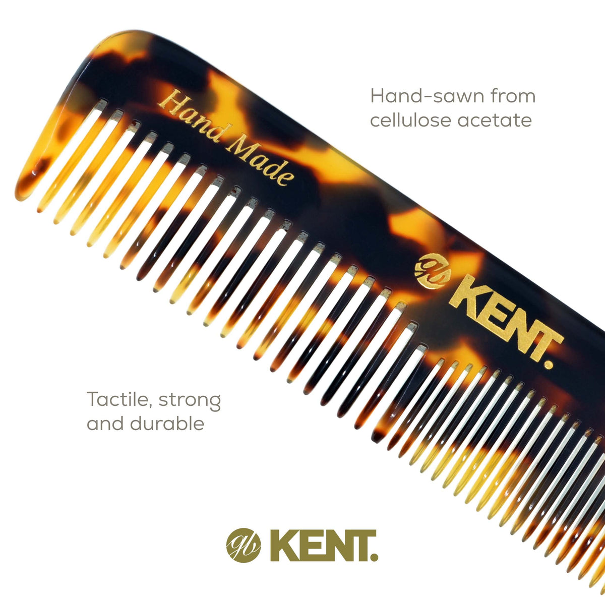 Kent OT TY Pocket Comb - Handmade Fine and Wide Tooth Hair Comb for Men, Women, and Kids - Travel, Beard, and Mustache Comb - Saw Cut and Hand