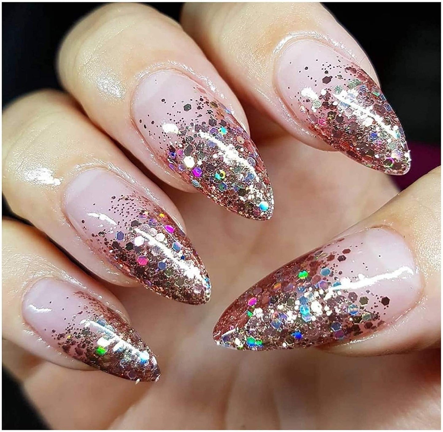 Komanic Chunky Glitter 12 Colors Face Body Eye Hair Nail Festival Holographic Stars and Hexagons Craft Glitter for Resin/Tumblers/Slime, Festival Beauty & Personal Care Greenf