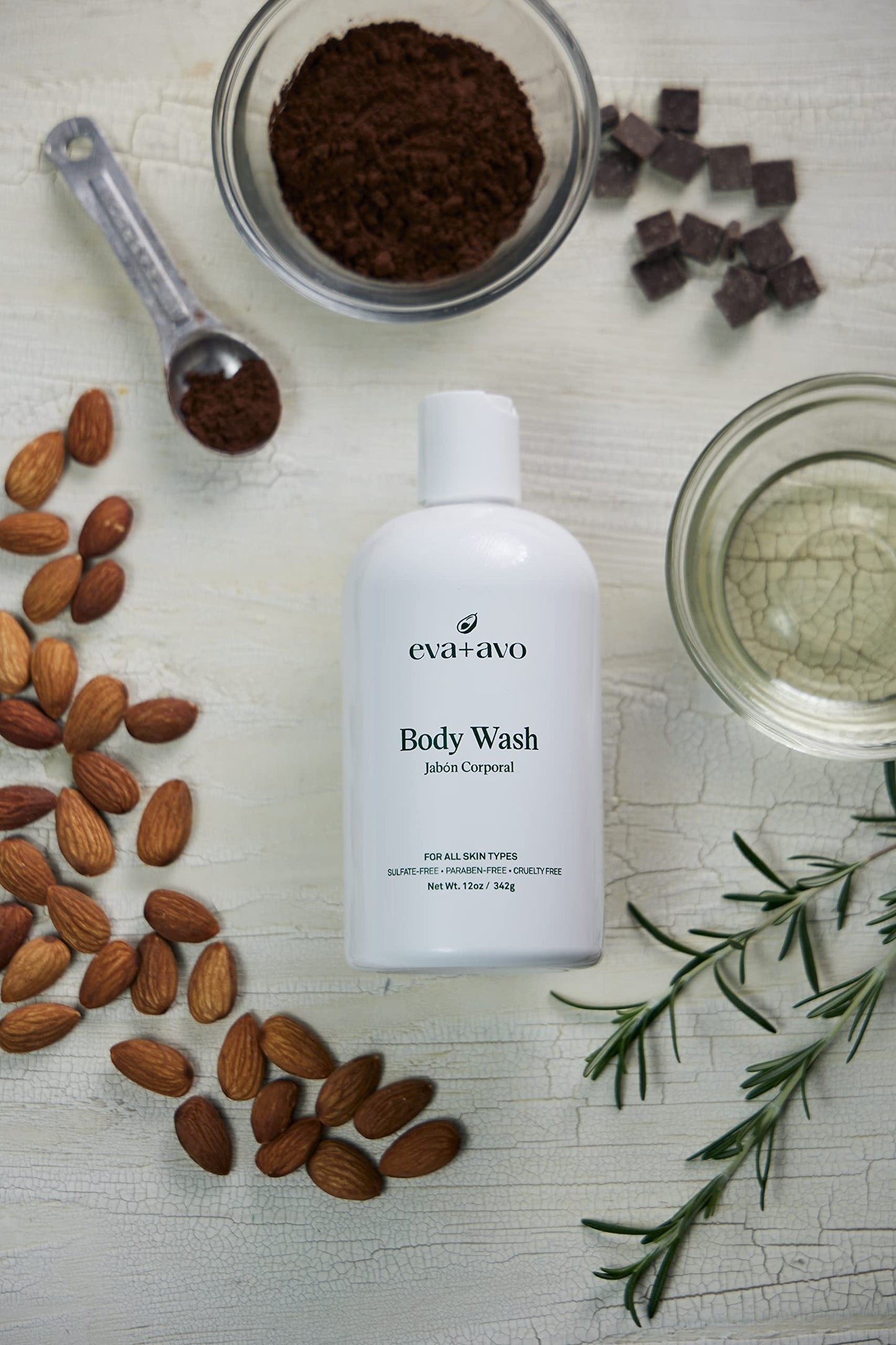 Eva + Avo Hydrating Body Wash with Avocado & Rosemary, Luxurious Moisturizing Shower Cleanser for Dry, Sensitive & All Skin Types, Sulfate Beauty & Personal Care Eva + Avo
