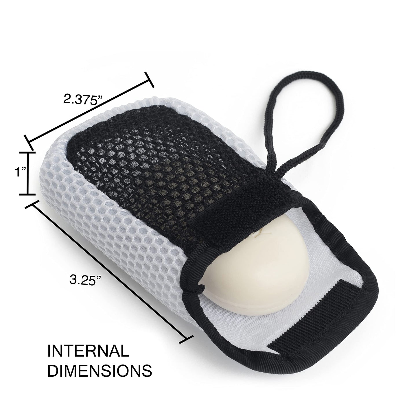 MainBasics Exfoliating Bar Soap Pouch Dual-Sided Body Scrubber - Fits Standard Size Soap Bars, White Beauty & Personal Care MainBasics
