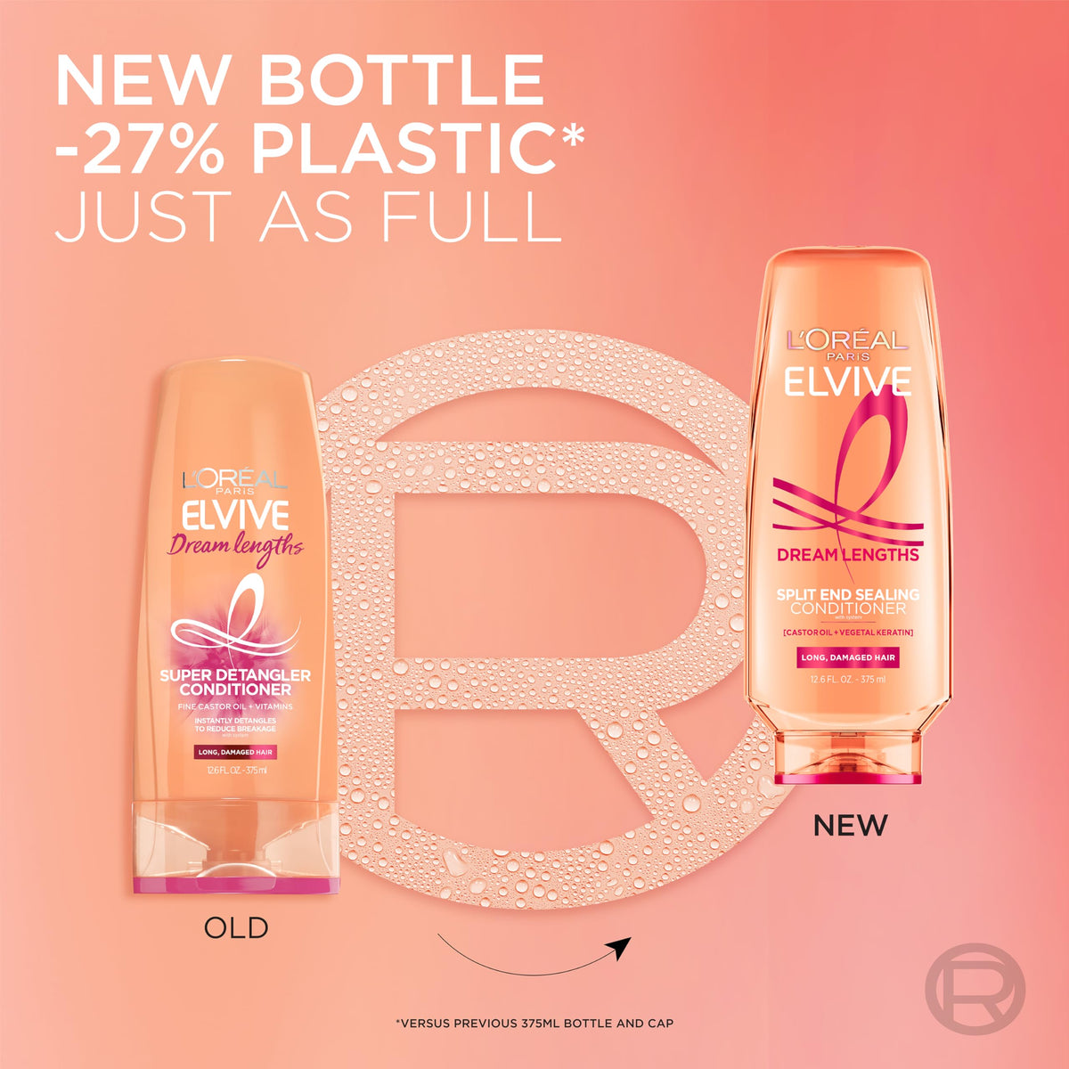 L'Oreal Paris Elvive Dream Lengths Super Detangling Conditioner with Fine Castor Oil and Vitamins B3 and B5 for Long, Damaged Hair, Instantly