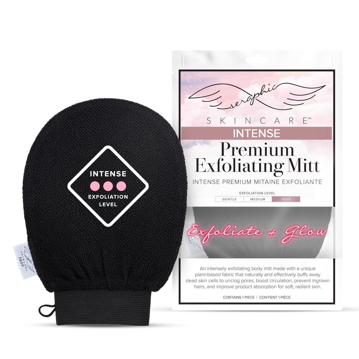 Seraphic Skincare Premium Exfoliating Mitt for Body, Deep - Viscose Fiber Korean Exfoliating Glove for Normal to Dry Skin - Body Exfoliator Beauty and Personal Care SERAPHIC SKINCARE