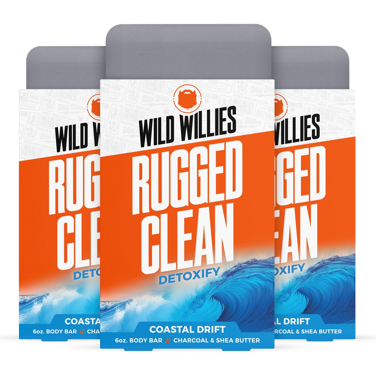 Wild Willies Mens Natural Bar Soap - Moisturizing Body Wash Bar with Charcoal and Shea Butter - Coastal Drift Scent - 6 oz, 3 Pack Beauty & Personal Care Wild Willies