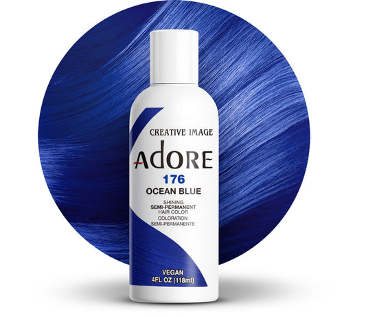 Adore Semi Permanent Hair Color (176 Ocean Blue) | Vegan & Cruelty-Free Blue Hair Dye | No Ammonia, No Peroxide, No Alcohol | 4 Fl Oz Beauty & Personal Care Adore