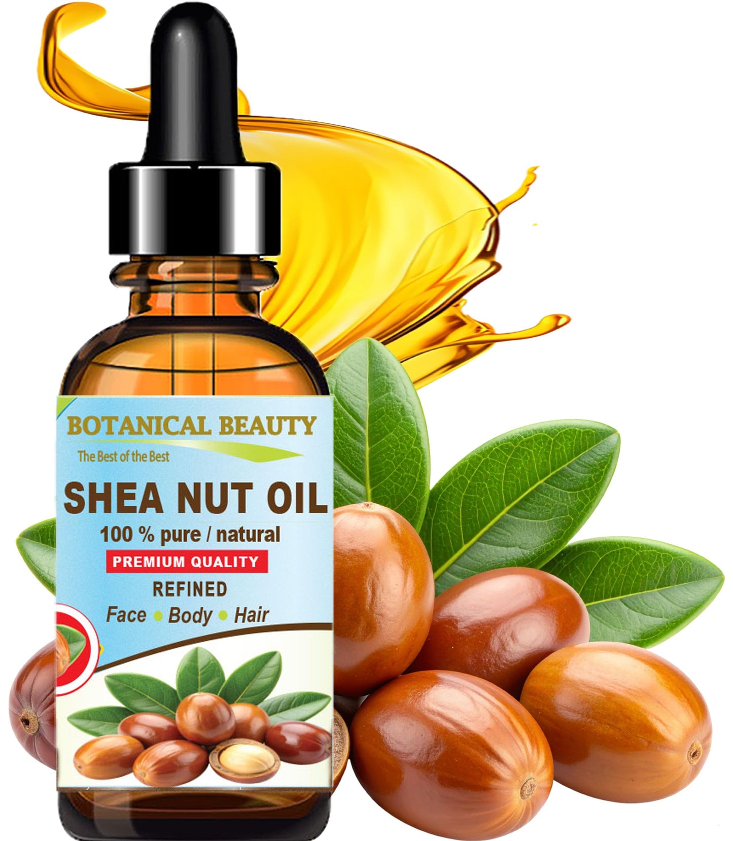 Botanical Beauty SHEA NUT OIL 100% Pure Natural Undiluted Refined Cold Pressed Carrier Oil for Face, Skin, Hair, Lip, Nails. (Karite) Nut Oil. Rich in Beauty & Personal Care Botanical Beauty