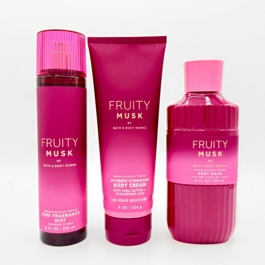 Bath & Body Works Fruity Musk 3-Piece Set - Includes: Fine Fragrance Mist, Ultimate Hydration Body Cream and Body Wash Beauty and Personal Care Bath & Body Works