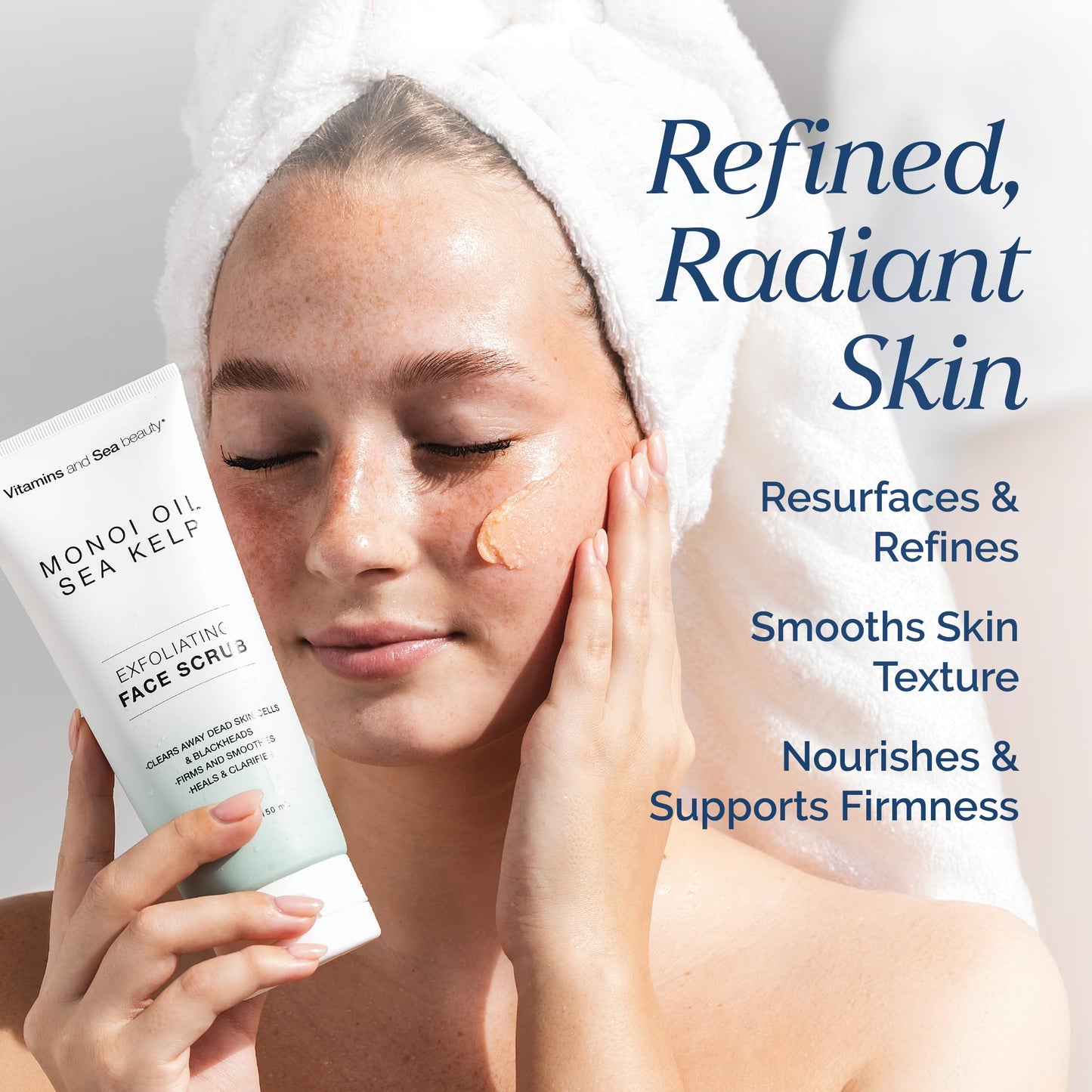 Exfoliating Face Scrub with Monoi Oil & Sea Kelp - Clarifying & Firming Facial Exfoliator with Natural Pumice - Vegan, Paraben-Free, 5.1 fl oz Beauty & Personal Care VITAMINS AND SEA BEAUTY