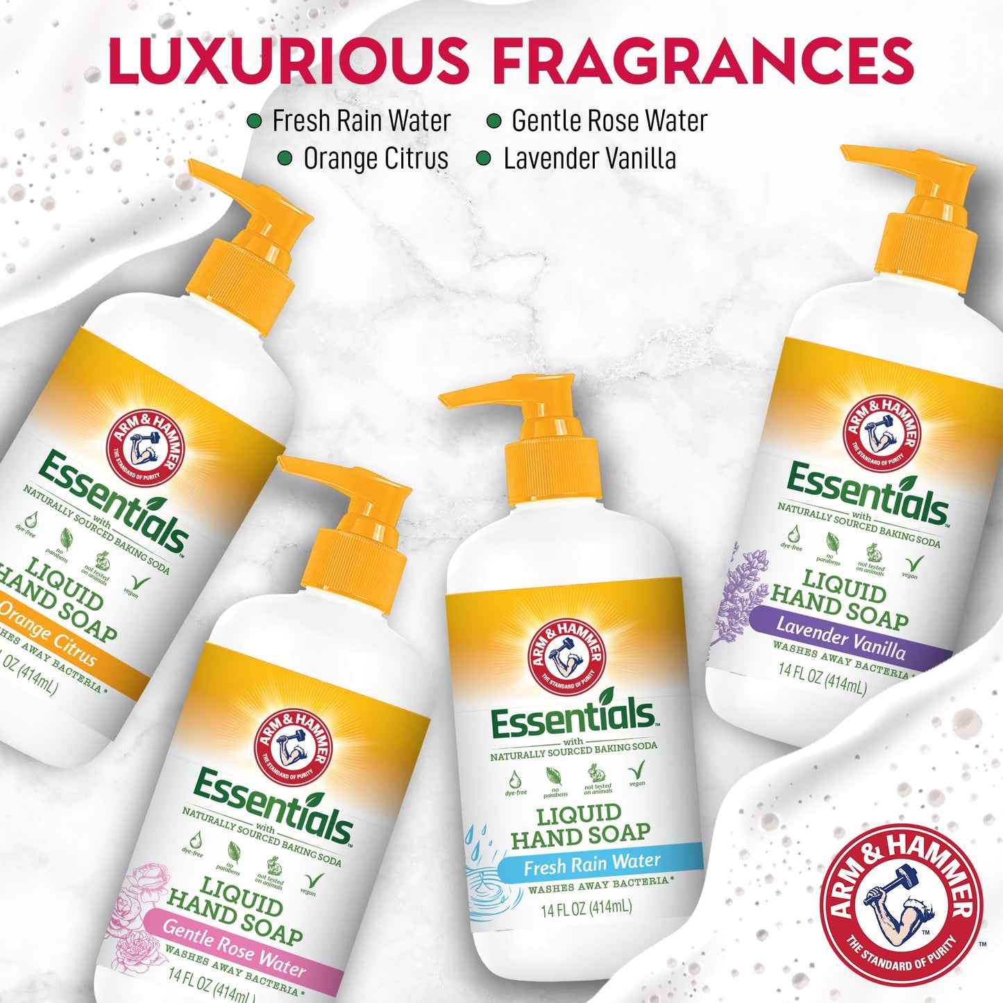 Arm & Hammer Liquid Hand Soap for Skin Cleaning - Cleanser for Kitchen & Bathroom with Fresh Rain Water Scent - Natural Hand Soap Cleanses, Softens 14 Beauty & Personal Care Arm & Hammer