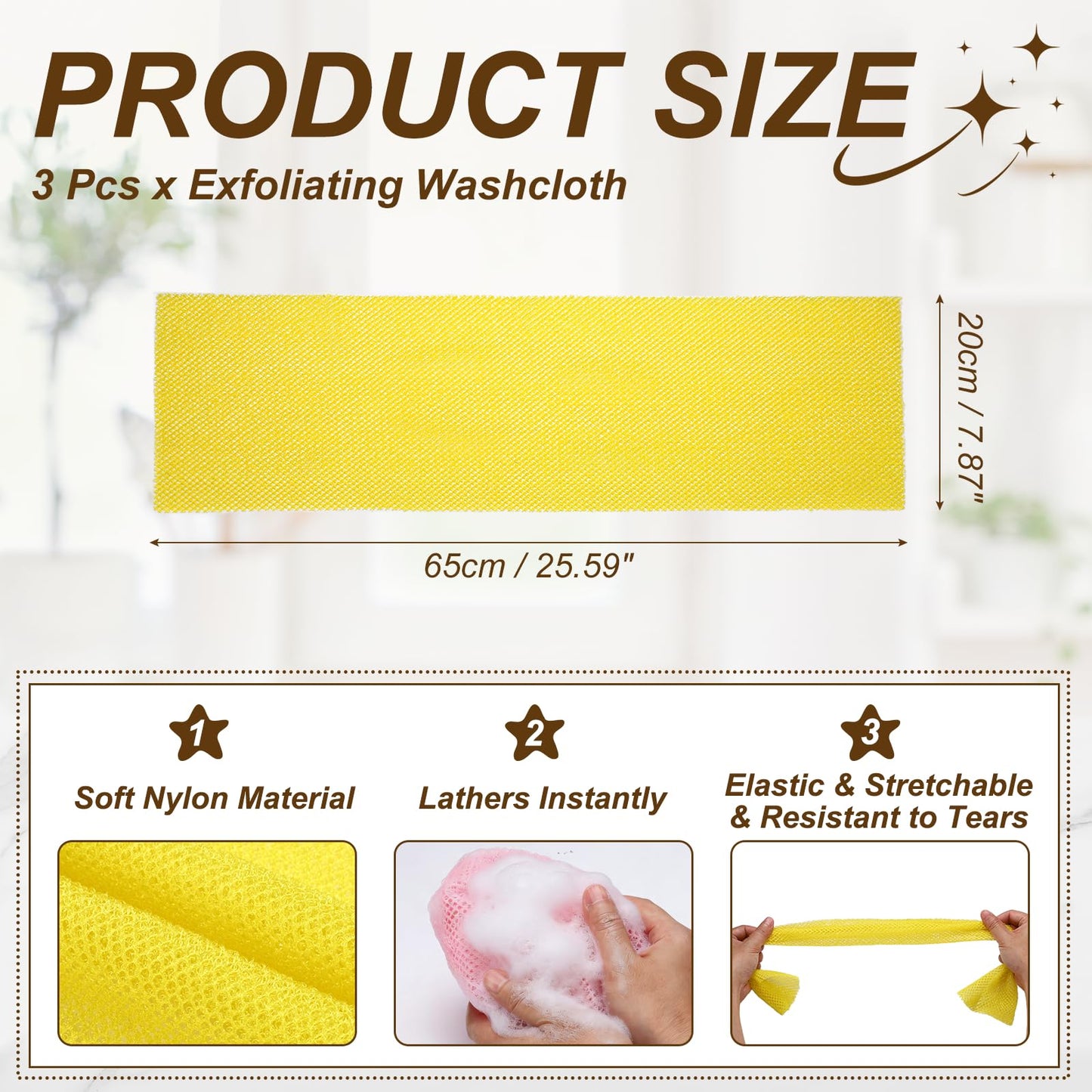 uxcell 3 Pcs Back Scrubber, Nylon Bath Sponge Extended, 25 Inch African Exfoliating Long Net Body Scrubber Shower Loofah for Women Men Use Body Bath Beauty and Personal Care uxcell