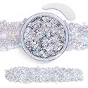 Silver Face Body Glitter Gel,Chunky Hair Glitter for Singer Concerts Silver Face Paint, Makeup Festival Rave Accessories for Women Face Body DIY Beauty & Personal Care TUHPIBK