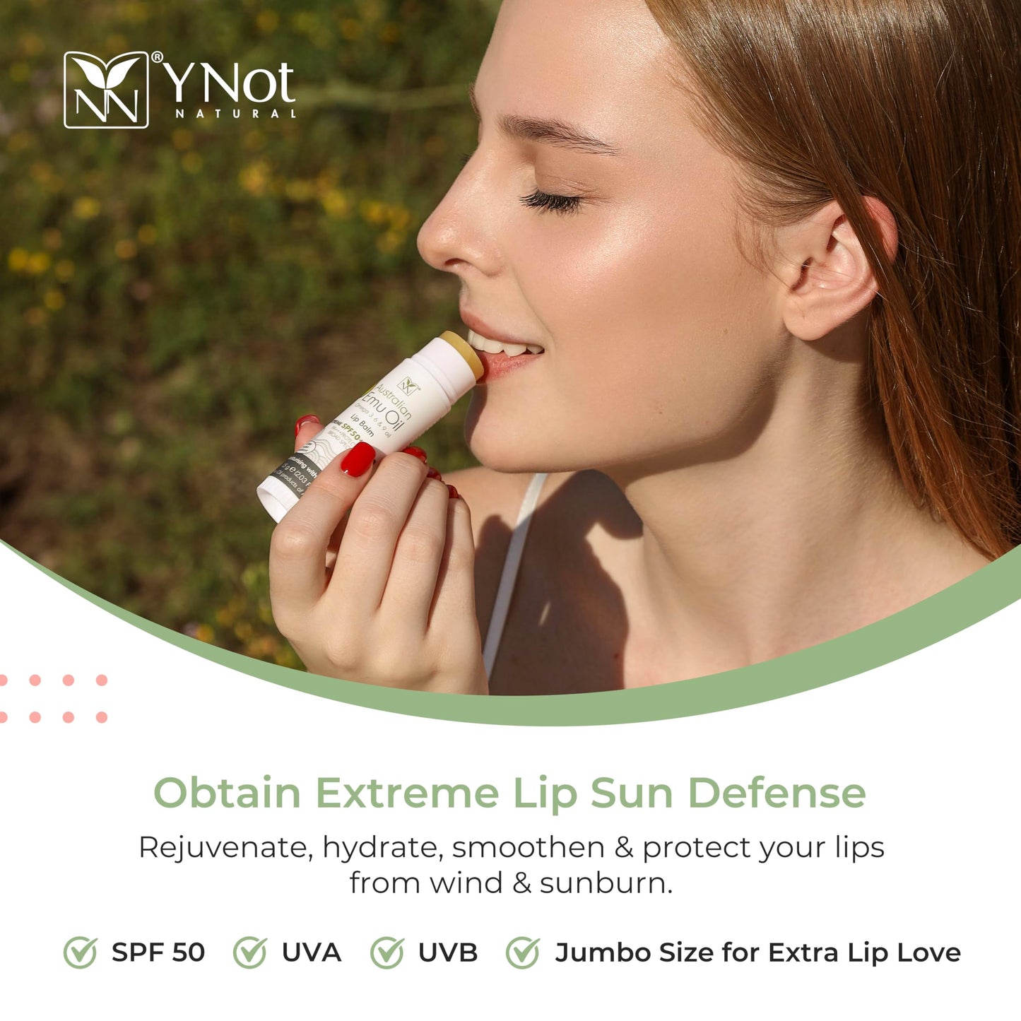YNN Emu Oil Moisturizing Lip Balm with Extreme SPF50+ Sun Protection - 4-Hour Water Resistant, Fortified with Vitamin E, Amino Acids & Omega 3, 6 & 9 Beauty and Personal Care Y Not Natural