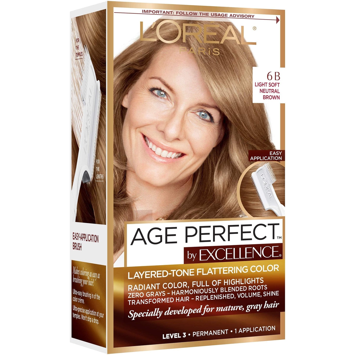 L'Oreal Paris Excellence Age Perfect Layered Tone Flattering Color, 6B Light Soft Neutral Brown (Packaging May Vary) Beauty & Personal Care L'Oreal Paris