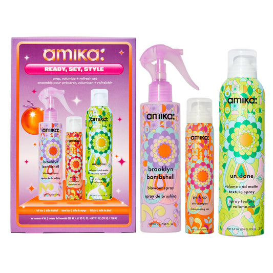 amika ready, set, style: prep, volumize + refresh set Beauty & Personal Care Amika
