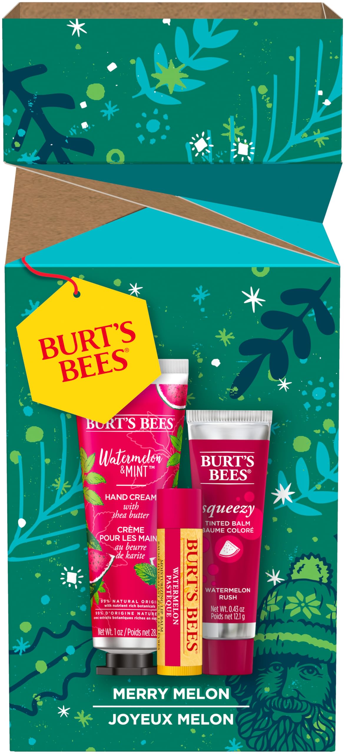 Burt's Bees Lip Balm, Squeezy Tinted Balm and Hand Cream Gift Set, Merry Melon, Ready to Give Holiday Gift, 1 Gift Set Beauty and Personal Care Burt's Bees