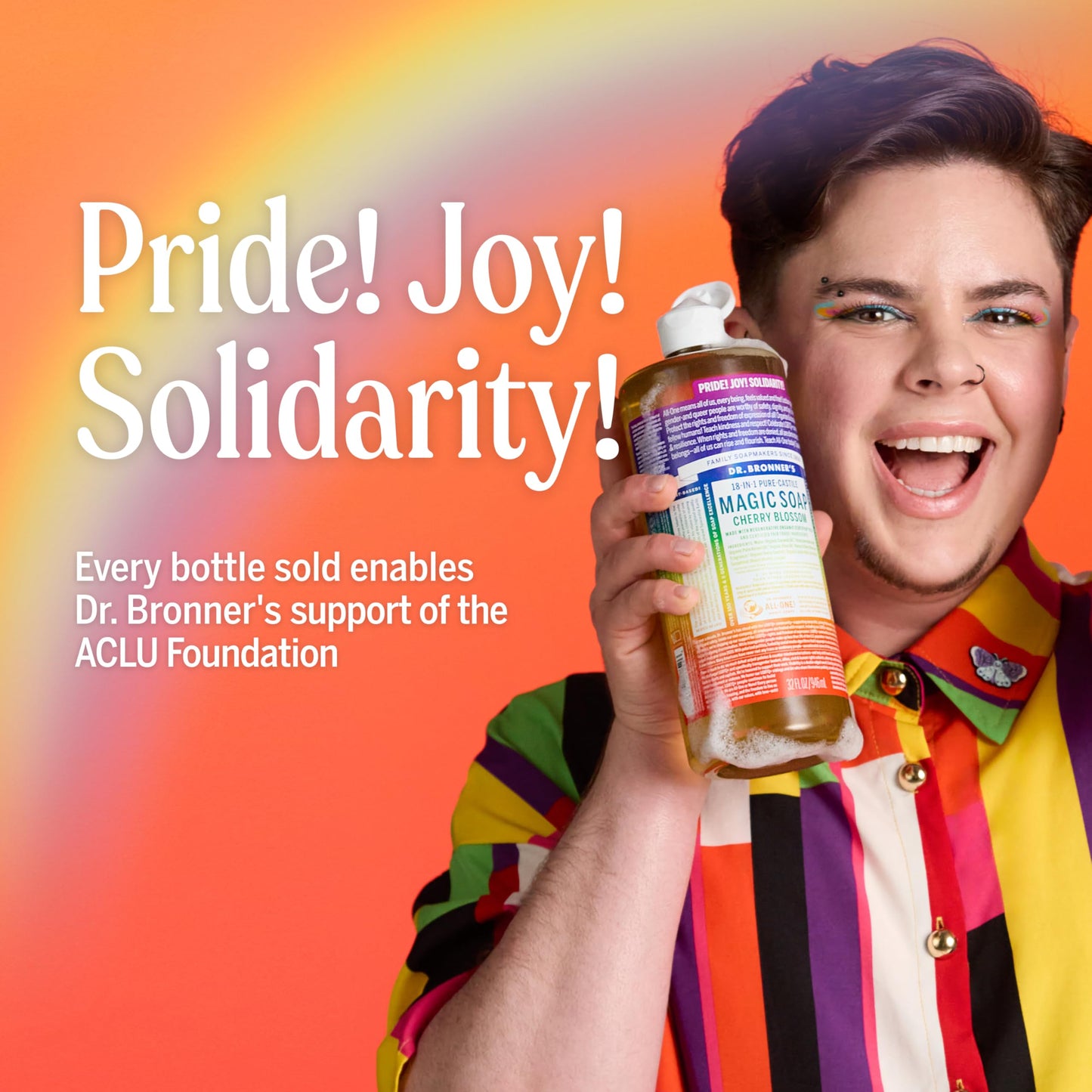 Dr. Bronner's Pure-Castile Limited-Edition Pride Soap -Regenerative Organic Certified Oils- 18-in-1 Uses for Face, Body, Hand, Hair, Laundry & More Beauty & Personal Care Dr. Bronner's