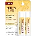 Burt's Bees Rescue Balm Unscented Lip Balm, With Antioxidant-Rich Turmeric, Tint-Free, Natural Origin Lip Care, 2 Tubes, 0.15 oz. Beauty & Personal Care Burt's Bees