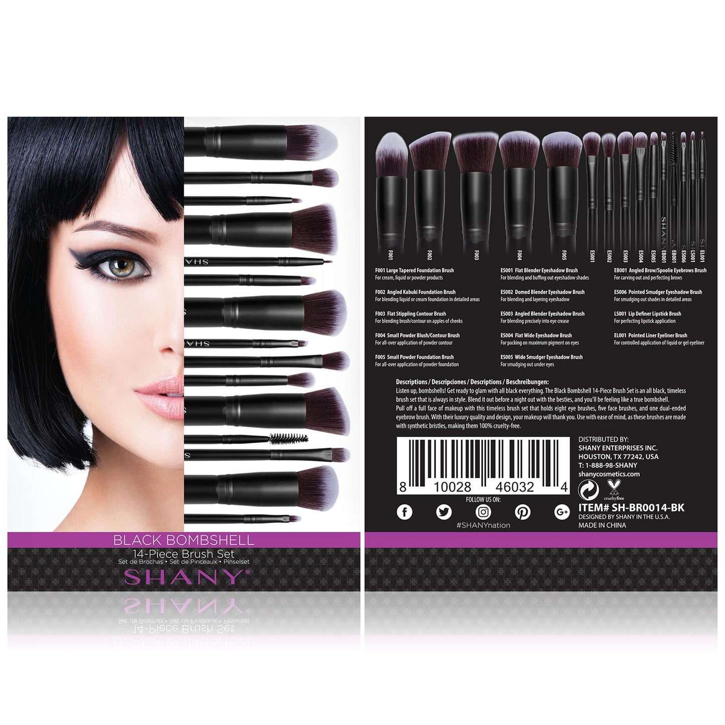 SHANY Makeup Brushes - Black Bombshell - 14-Piece Brush Set - Foundation Powder Concealers Eye Shadows Makeup brushes - Complete Kabuki Makeup Brush Beauty & Personal Care SHANY