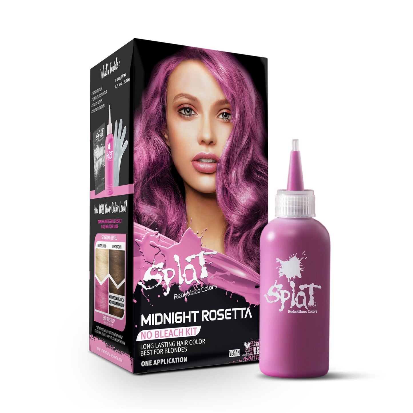 Splat Midnight Rosetta Semi Permanent Hair Dye Kit for Blondes, 1 Application, Includes Deep Reconstructor Conditioner, Lasts 30 Washes, No Bleach Beauty & Personal Care Splat