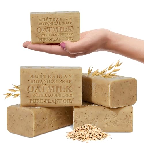 Australian Botanical Soap Oat Milk with Cloudberry - Triple Milled 6.6 oz Bar Soap with Shea Butter, Face Hand & Body Soap Bars, Pack of 4 Beauty & Personal Care Australian Botanical Soap