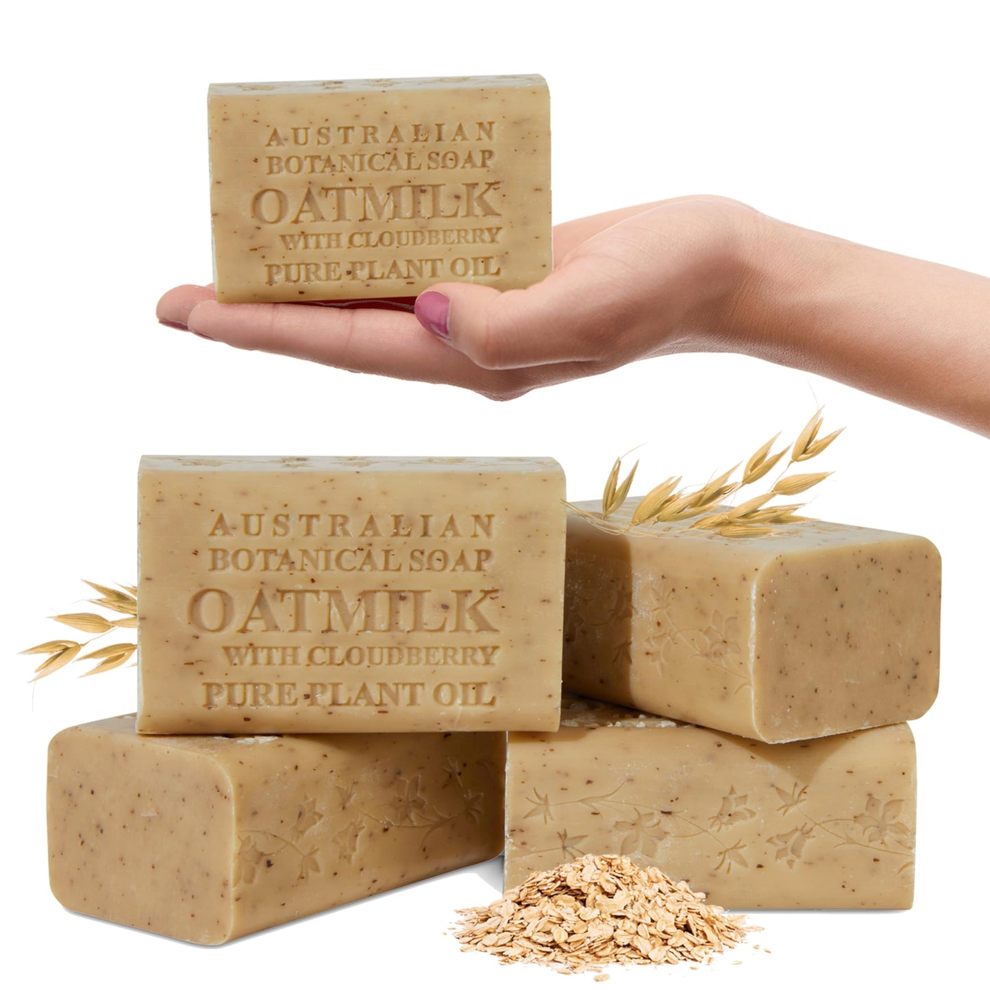 Australian Botanical Soap Oat Milk with Cloudberry - Triple Milled 6.6 oz Bar Soap with Shea Butter, Face Hand & Body Soap Bars, Pack of 4 Beauty & Personal Care Australian Botanical Soap