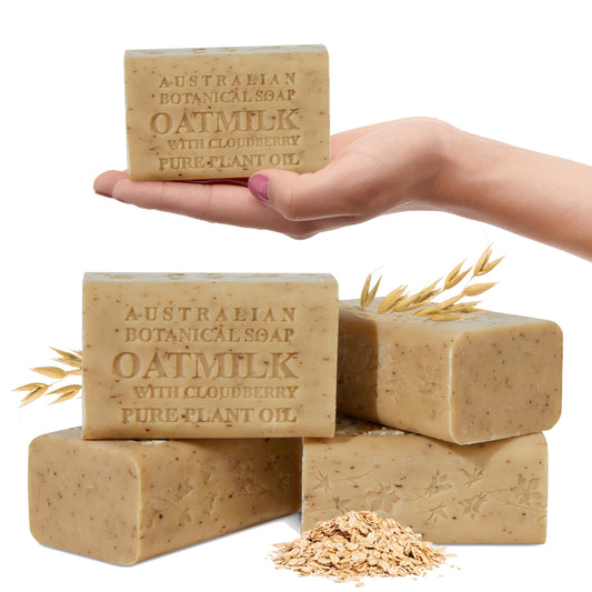 Australian Botanical Soap Oat Milk with Cloudberry - Triple Milled 6.6 oz Bar Soap with Shea Butter, Face Hand & Body Soap Bars, Pack of 4 Beauty & Personal Care Australian Botanical Soap