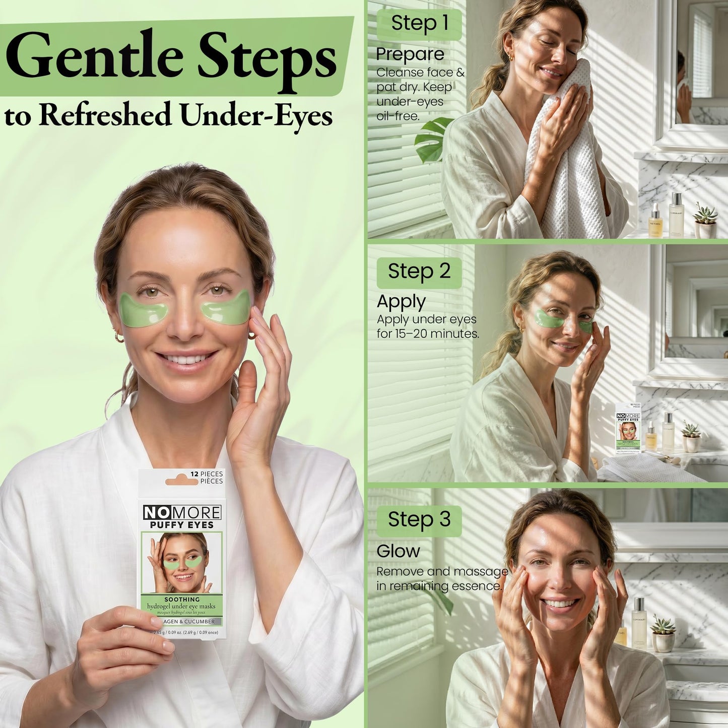 Danielle Creations Anti-Puffiness Puffy Under Eyes No More Hydrogel Undereye Masks for Dark Circles with Collagen & Cucumber, 6 Pairs Beauty & Personal Care DC DANIELLE