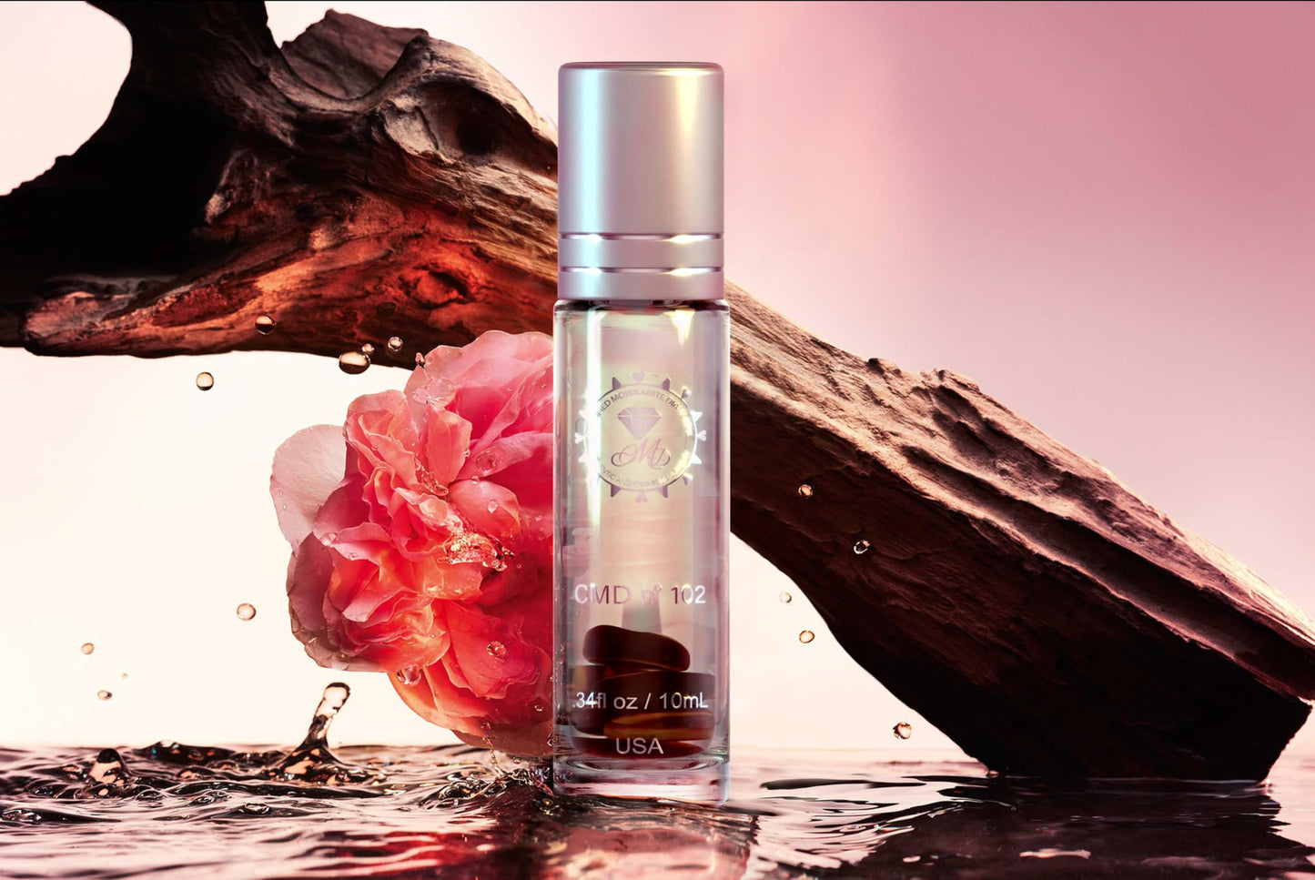 CMD Luxury Dubai Fragrance Perfume Oil Pheromones Infused, Roll On, Oud Ispahan Inspired, Natural Tigers Eye Crystal Rollerball, EDP Body Oil Roller Beauty & Personal Care CERTIFIED MOISSANITE DIAMONDS CMD AUTHENTIC AND EXQUISITE JEWELRY
