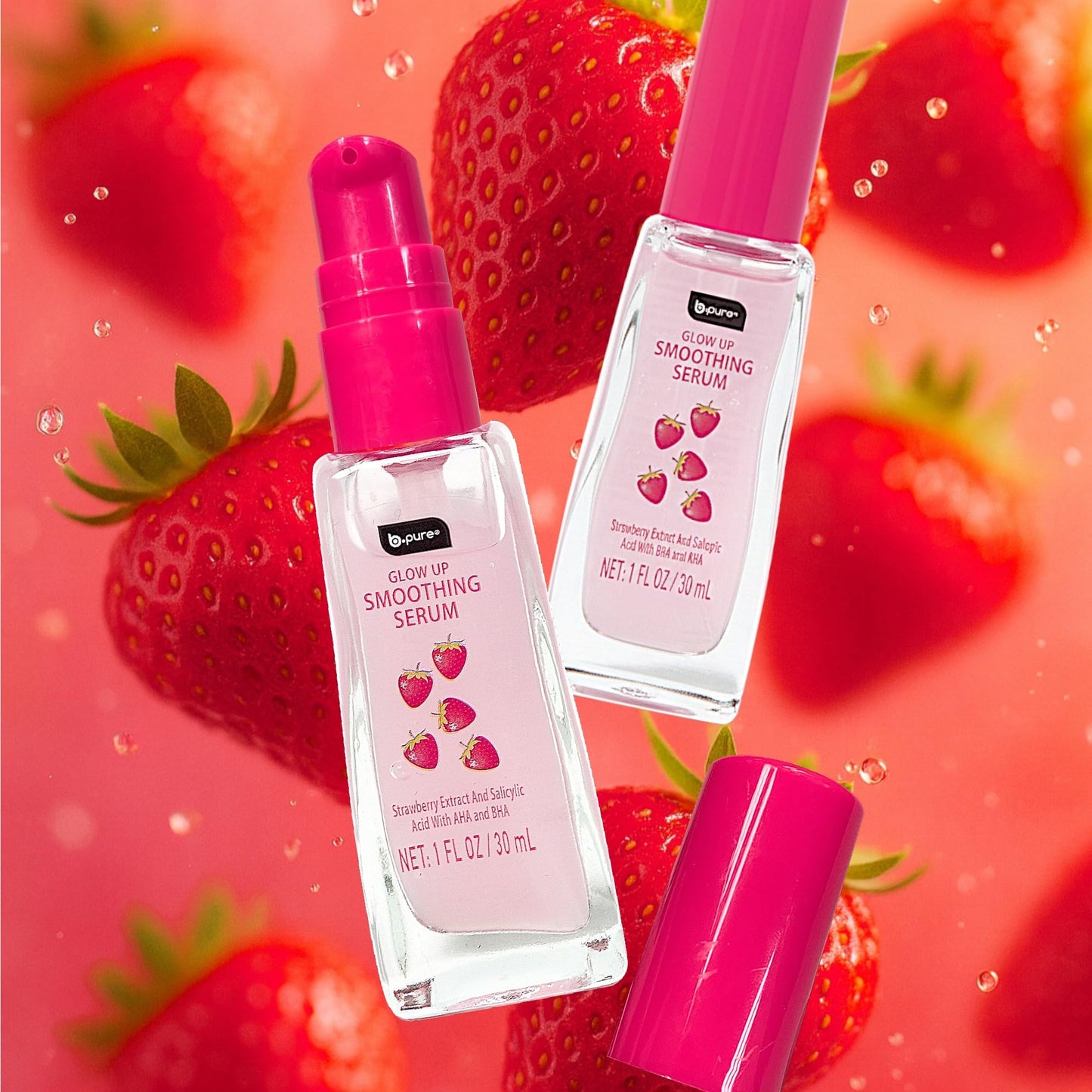 b.pure Glow Up Strawberry Smoothing & Exfoliating Face Serum | Strawberry Extract, Salicylic Acid & AHA/BHA | 1 oz, 3-Pack Beauty & Personal Care b.pure
