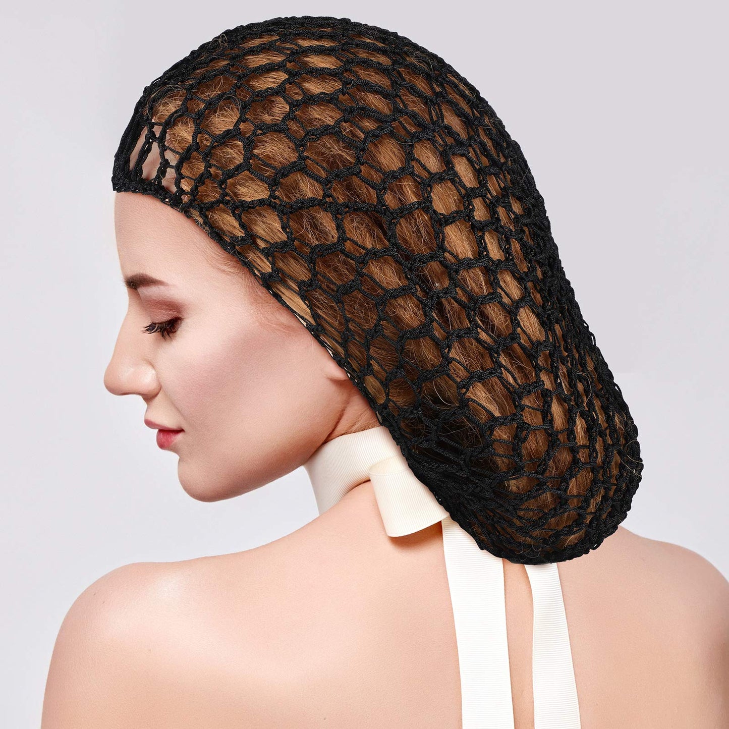 Waydress 2 Pcs Hair Nets Snood for Women Food Service Worker Sleeping Long Hair Cap Mesh Crochet Hairnet Tubi Wrap Rayon Knit(Black) Beauty and Personal Care Waydress