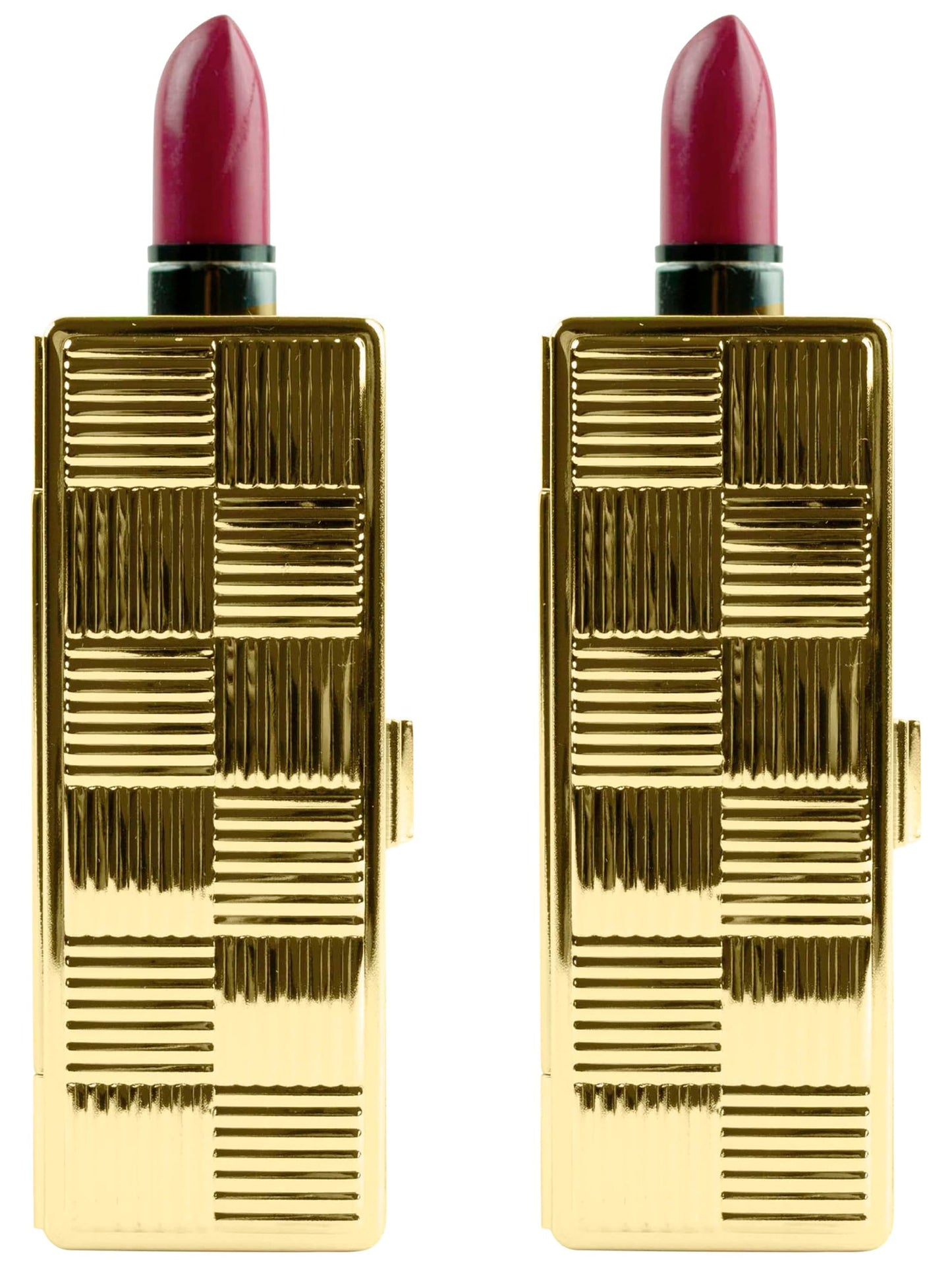 Stephanie Imports Set of 2 Rectangular Vintage Lipstick Cases With Glass Mirror (Gold Checker) Beauty & Personal Care Stephanie Imports
