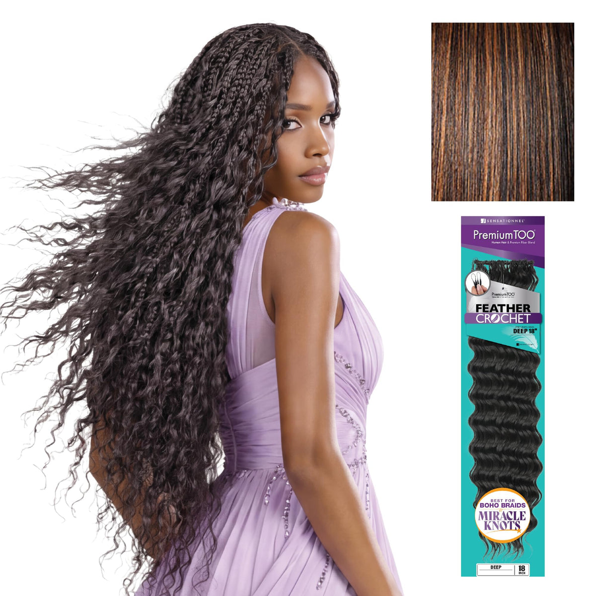Sensationnel PremiumToo Feather Crochet Braids-Deep,18 inch, S1B/30