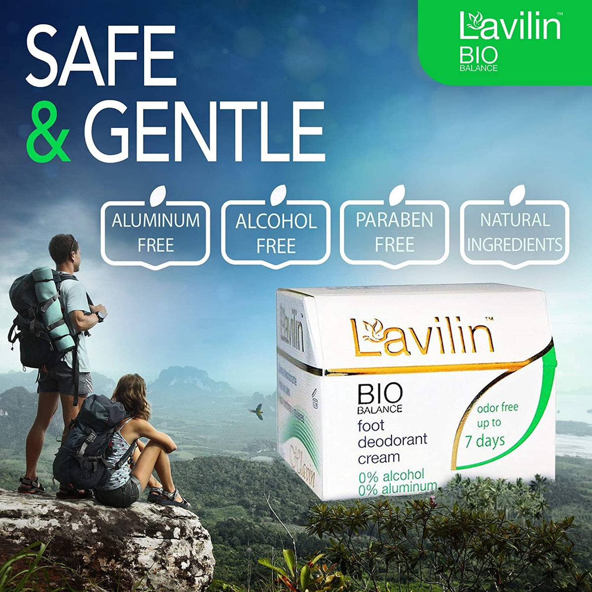 Lavilin Bio Balance Foot Deodorant Cream - Up to 7 DAYS Long-Lasting Foot Odor Control - Aluminum Free, Alcohol Free and Paraben Free (2 Pack) Beauty and Personal Care Lavilin