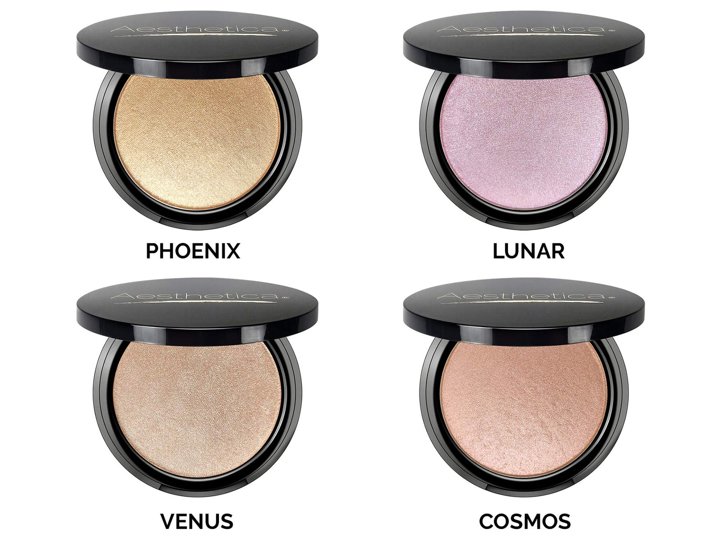 Aesthetica Starlite Highlighter - Metallic Shimmer Highlighting Makeup Powder - Cosmos (Sparkling Rose Gold) Beauty & Personal Care Aesthetica
