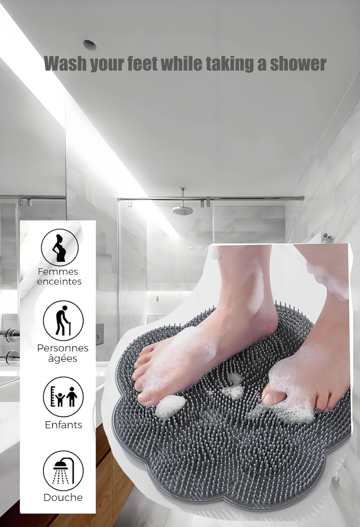 2 PC Silicone Body Scrubber Set,Foot Scrubber in Shower and Hand Held Silicone Face/Body Scrubber,Soft Wash Mitt,Shower Foot Scrubber Mat,Deep Beauty and Personal Care LMMYUN