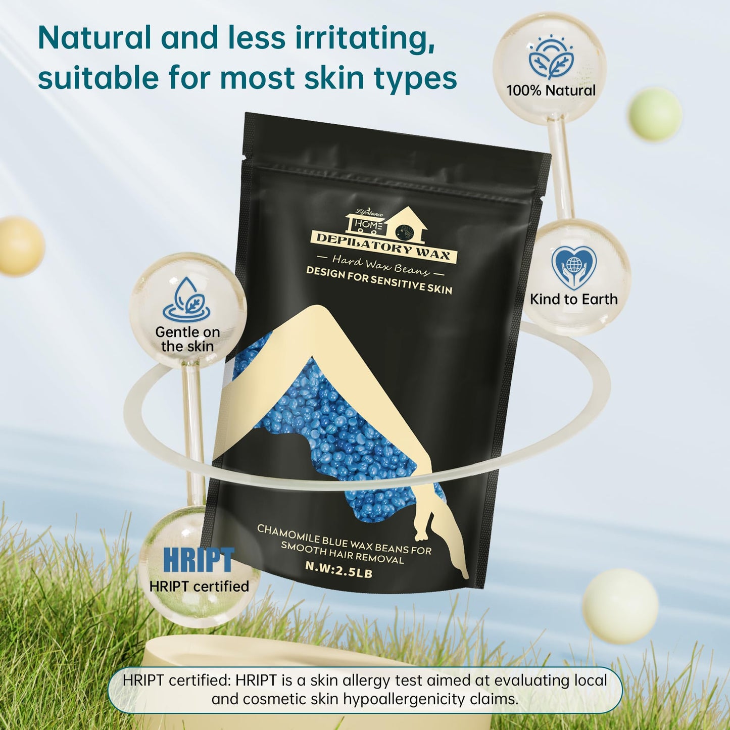 Lifestance 2.5lb Wax Beads Kit, Chamomile Hard Wax Beans For Hair Removal Brazilian Bikini Face, Painless Waxing for Fine Coarse Hair Women Men Large Beauty and Personal Care Lifestance